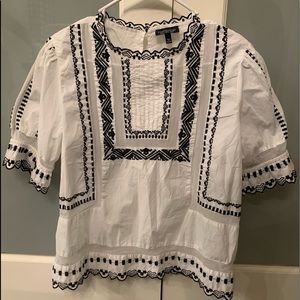 Black and white traditional style embroidered top (TopShop)